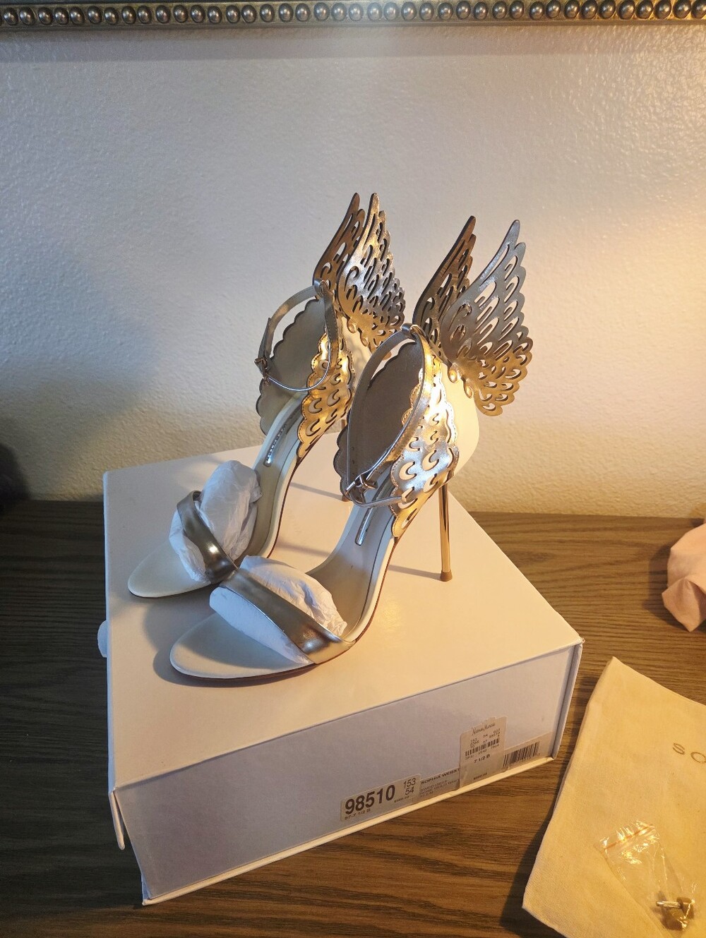 37.5 Sophia Webster Evangeline Butterfly Angel Wing Rose Gold Leather Sandal